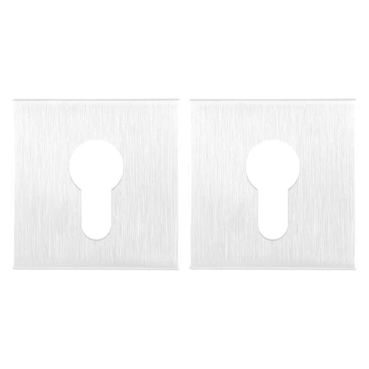 2 rosaces carrées ALPERTEC trou de cylindre, inox blanc A11