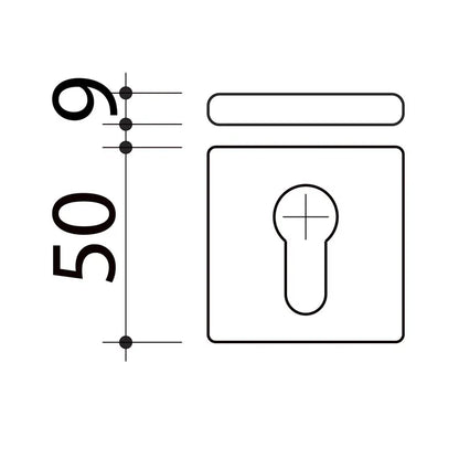 2 rosaces carrées ALPERTEC trou de cylindre, inox blanc A11
