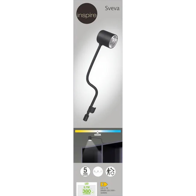 Spot dessus de meuble Sveva, module LED, blanc neutre, noir INSPIRE