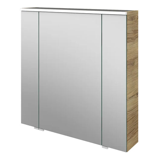 Armoire led 3p de toilette lumineuse l. 75 cm H. 75 cm P. 17 cm, effet chêne mie