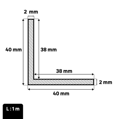 Cornière égale aluminium anodisé gris lisse, L.1000 mm