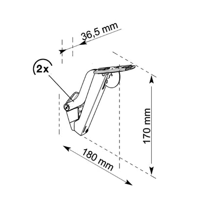 Lot de 2 Relevables ouverture à angle droit à partir de l.45xH.39cm