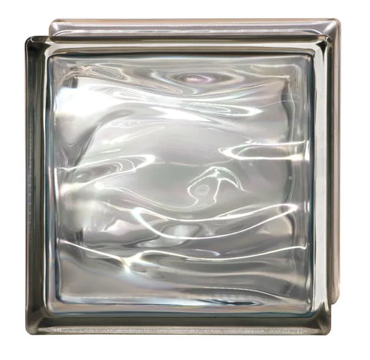 Brique de verre, gris ondulé brillant