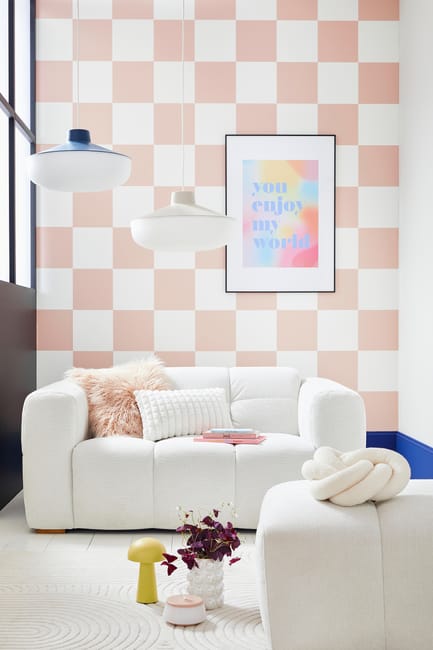 Papier peint intissé Damier dreamland rose