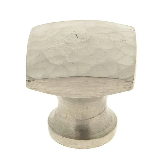 Bouton de meuble carré Facette, fer argent, l.28 mm