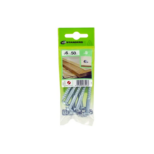 8 vis acier tête ronde plat STANDERS, Ø6 x L.50 mm