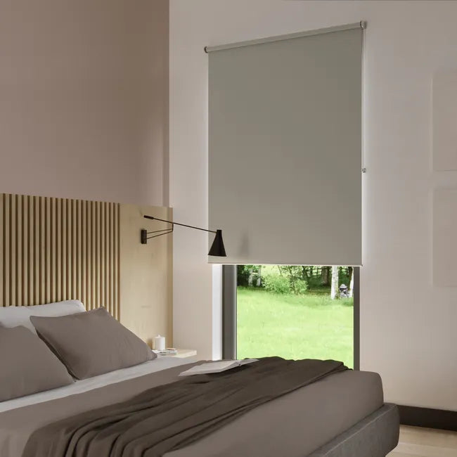 Store enrouleur occultant Bossa beige chiné, l.40 x H.190 cm, INSPIRE