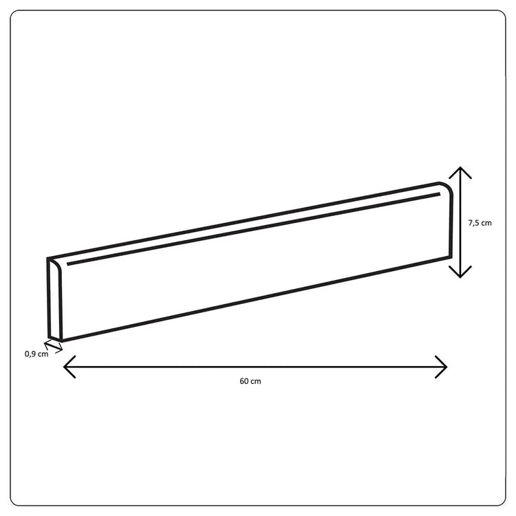 Lot de 4 plinthes Day, noir, l. 7.5 x L. 60 cm