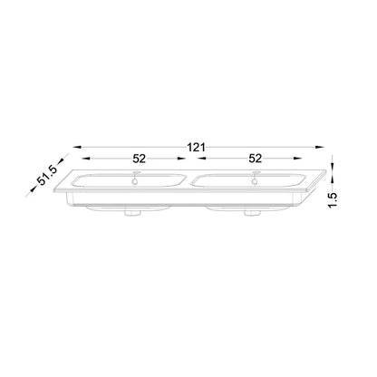 Plan double vasque(s) intégrée(s) Eleven céramique l.121 x P.51.5, SANIJURA