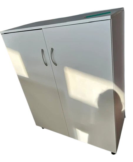 Meuble de rangement de bureau à portes battantes sans clé H.130xL.99xP.45