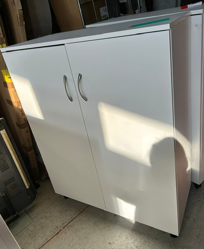 Meuble de rangement de bureau à portes battantes sans clé H.130xL.99xP.45