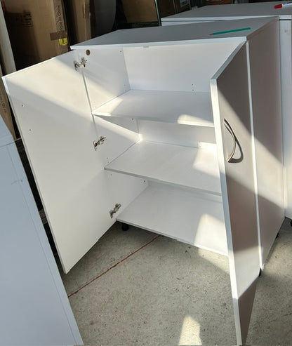 Meuble de rangement de bureau à portes battantes sans clé H.130xL.99xP.45