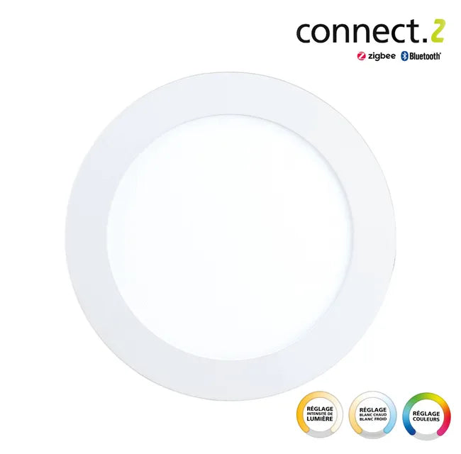 Spot à encastrer connecté Zigbee bluetooth Fueva, D17 blanc/couleurs, rond blanc