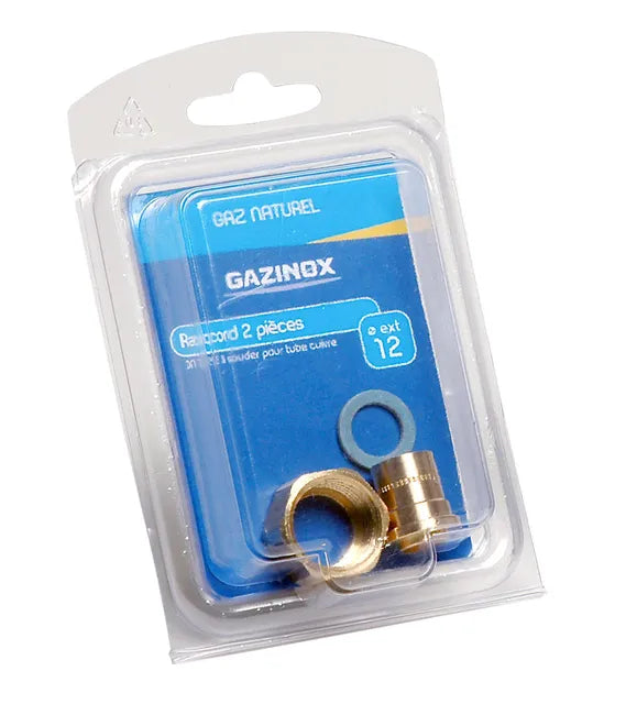 Raccord 2 pièces pour gaz naturel à souder, Femelle x Diam.12 mm, GAZINOX