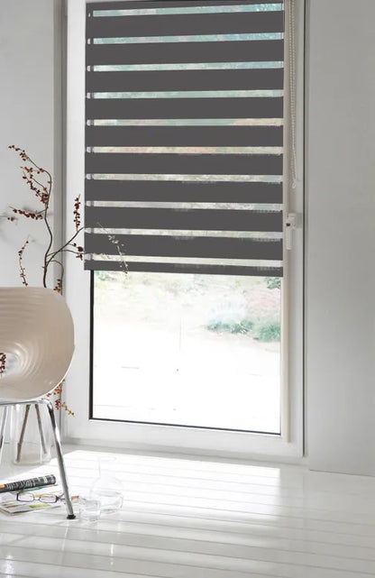Store enrouleur jour/nuit Ontario gris foncé, l.45 x H.160 cm, INSPIRE