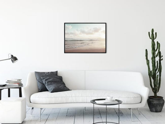 Affiche Bord de mer, beige, bleu l.50 x H.70 cm