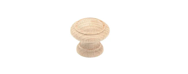 Bouton de meuble rond Régence, bois hêtre brut, Diam.40 mm