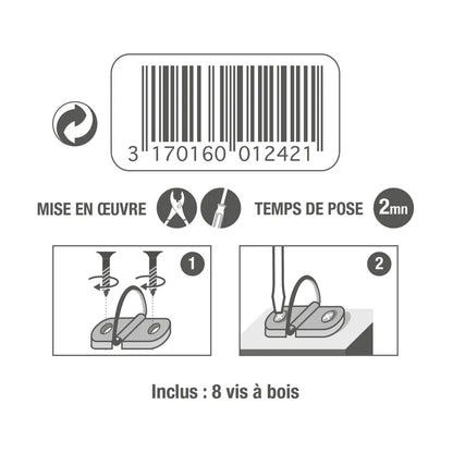 Lot de 4 anneaux étrier avec patin pour cadres moyens en bois LE CROCHET FRANCAIS