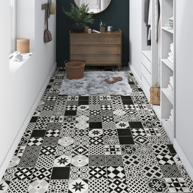 Dalle PVC adhésive forte ARTENS Stone gatsby n&b