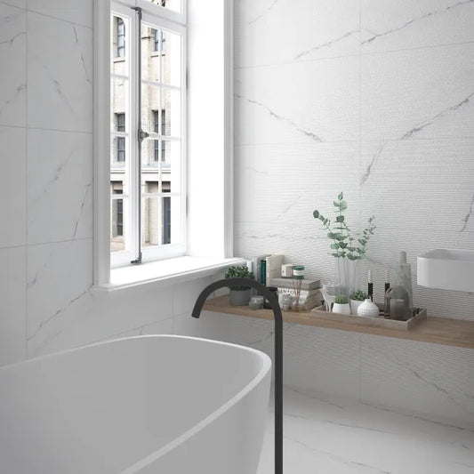 Carrelage sol / mur effet marbre marbre blanche Soft mate l.32 x L.62.5 cm GAYAF