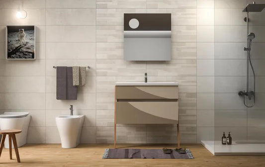 Carrelage mur intérieur effet béton blanc Rocade l.25 x L.60 cm