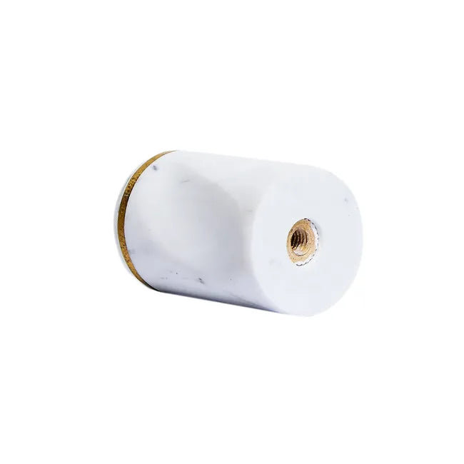 Bouton de meuble cylindre Encoche, résine blanc lisse