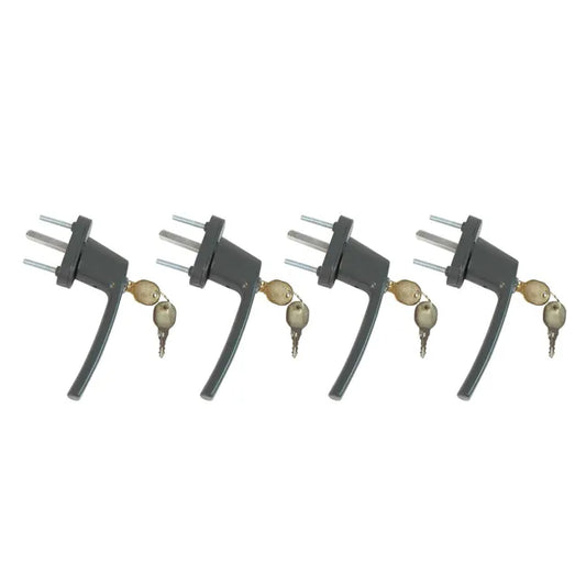 4 poignées de fenêtre à clé KINTECH Keys, aluminium gris