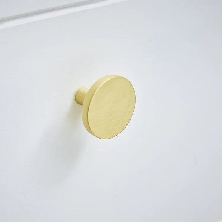2 boutons de meuble ronds Jamy, aluminium laiton brossé, Diam.35 mm