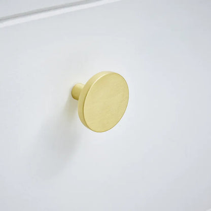 2 boutons de meuble ronds Jamy, aluminium laiton brossé, Diam.35 mm
