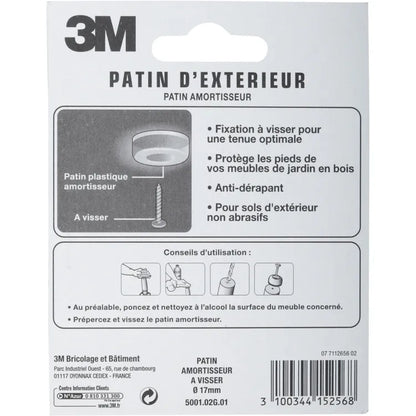 Assortiment 8 patins en plastique 3M Ø17 mm