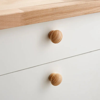Bouton de meuble rond, bois naturel, Diam.40 mm