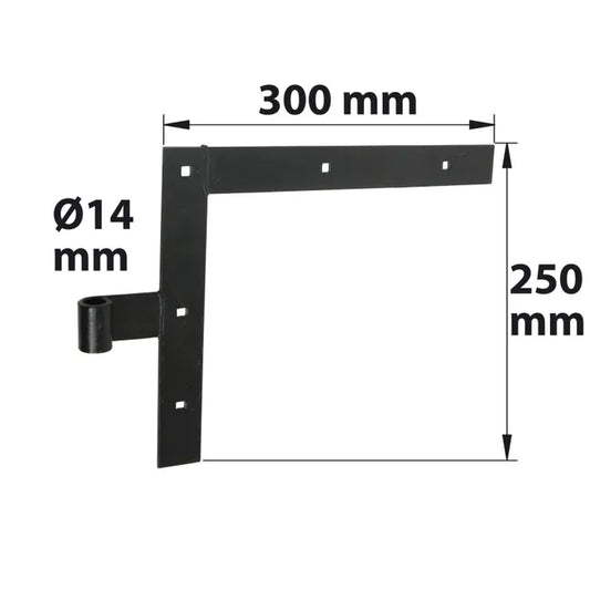 Paire d'équerres en acier noir prépeint, Diam.14 x H.250 x L.362 x P.23 mm AFBAT