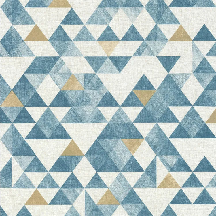 Papier peint vinyle Triangle tribal bleu et ocre