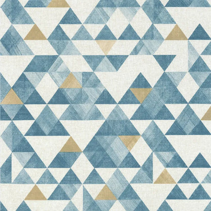 Papier peint vinyle Triangle tribal bleu et ocre