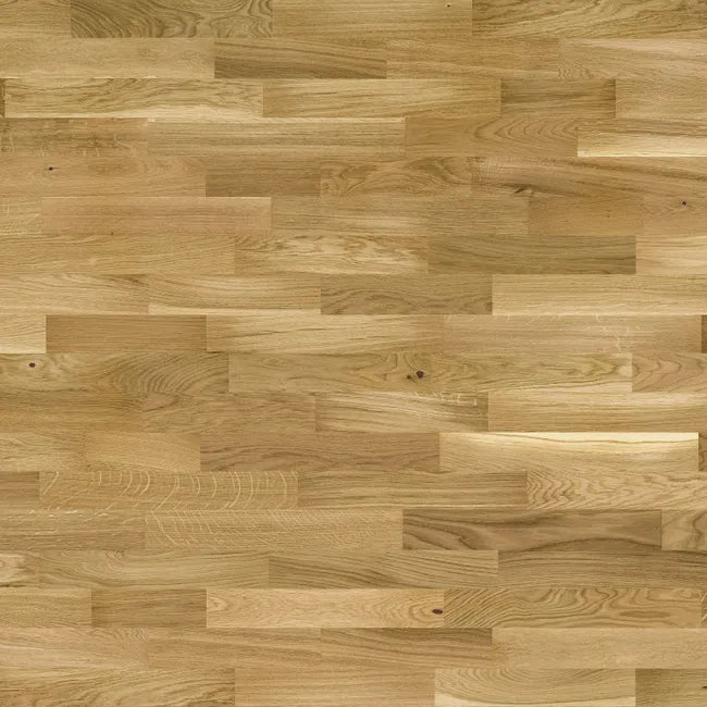 Parquet contrecollé chêne blond bohème vitrifié 3 frises BARLINEK, l.20.7 cm