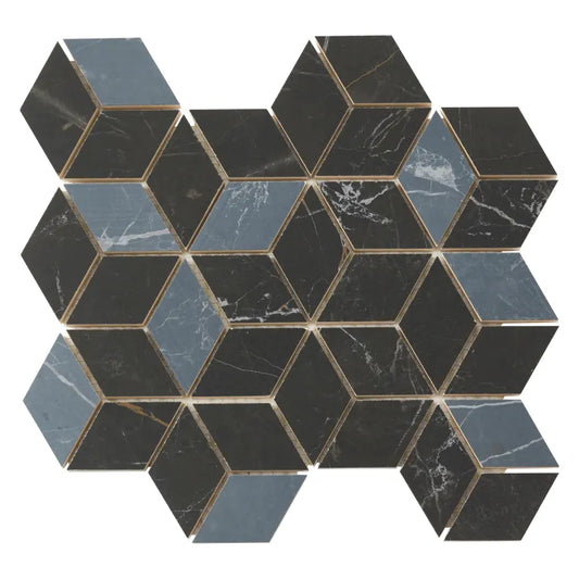 1 plaque de mosaïque Murano faïence effet marbre noir 28 x 26 cm