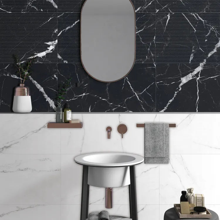 Carrelage sol / mur effet marbre marbre blanche Soft mate l.32 x L.62.5 cm GAYAF