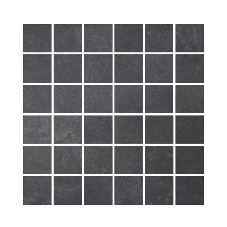 Mosaïque sol Sicile grès effet pierre noir 30 x 30 cm