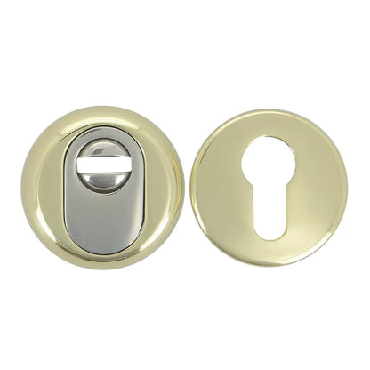 2 rosaces de fonction blindées cylindre LINEA BERTOMANI D.53mm, laiton poli/inox