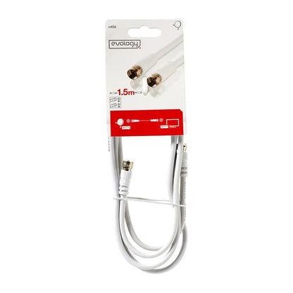 Câble satellite fiche F mâle/mâle blanc 1.5m EVOLOGY