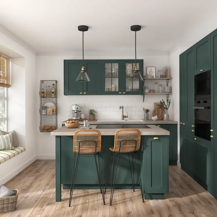 Façade de tiroir de cuisine Chicago vert pétrole mat H.38.1 x l.79.7 cm