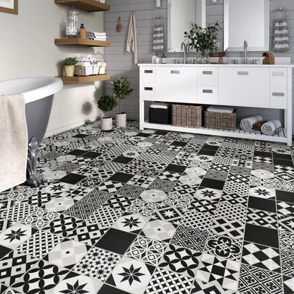 Dalle PVC adhésive forte ARTENS Stone gatsby n&b