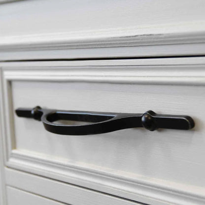 Poignée de meuble Rivet, zamak noir patiné, entraxe 192 mm