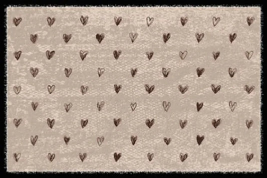 Tapis d'entrée beige l.40 cm x L.60 cm, Coeur