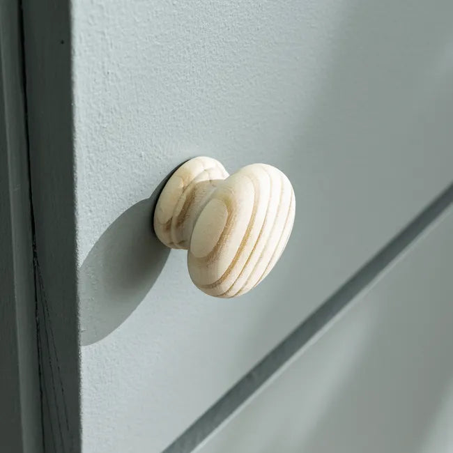 Bouton de meuble rond, bois naturel, Diam.40 mm