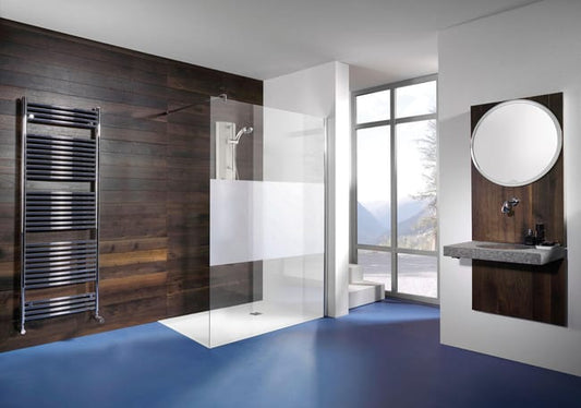 Paroi de douche à l'italienne verre sérigraphié, profilé chromé, l.98 cm, Espira