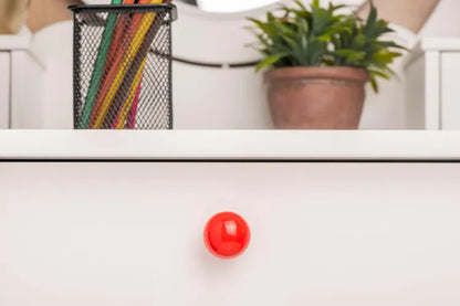Bouton de meuble rond Boule, abs rouge brillant, Diam.28 mm
