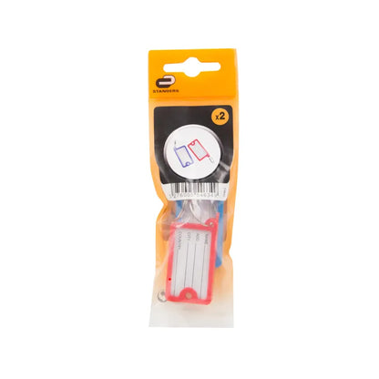 2 porte-étiquettes bagage plastique STANDERS, L.45 x l.21 mm différents coloris