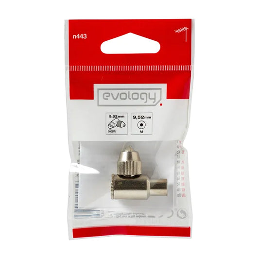 Fiche coaxiale blindée coudée 9.52mm mâle EVOLOGY