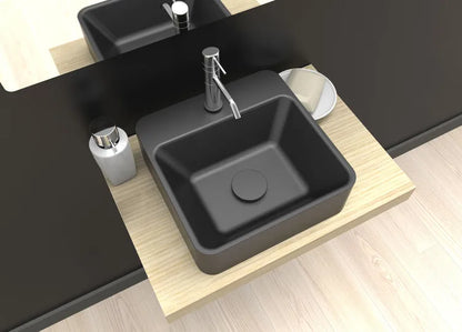 Lave-mains résine carré noir l.30 x P.30 cm, Smart